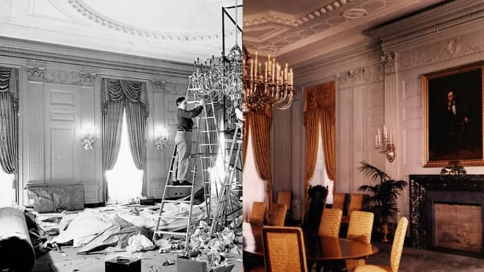 The White House Reconstruction took place from 1949 and 1952. After 150 years of “hurried renovations,” this massive project “was a comprehensive dismantling and rebuilding of the interior of the White House,” from the ground up.