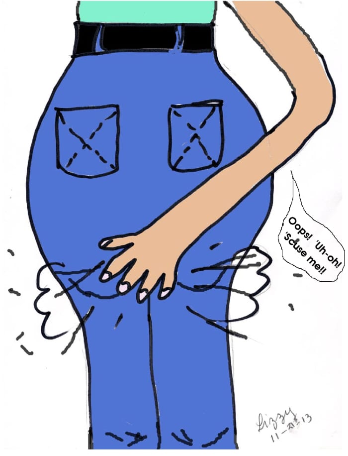 We cover our mouths with our hands when we burp. Why don't we cover our behinds when we fart?