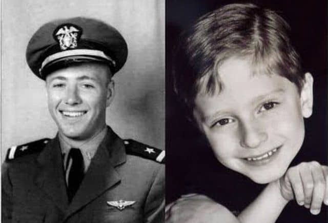 Navy Pilot James M. Huston, Jr. and James-Leiniger, the boy who is apparently the reincarnation of the pilot who died in WW2.