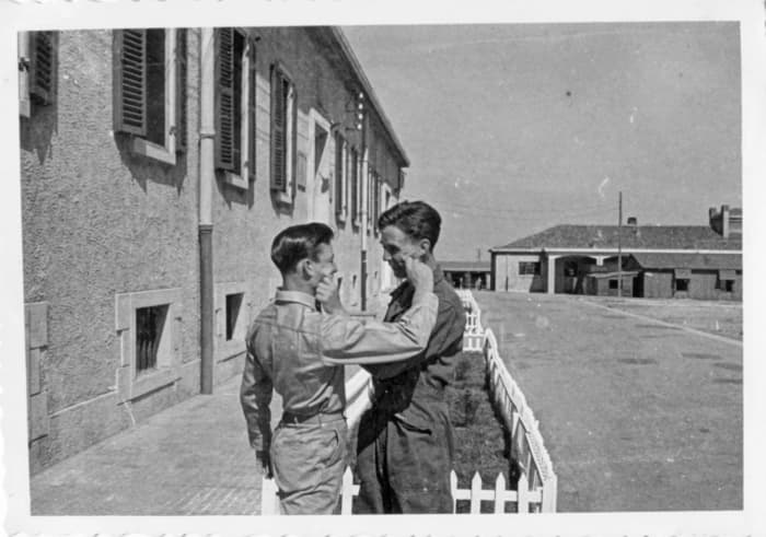 Two more of my dad's army buddies post WWII 1947-50 (Another example of the fun loving kinship and admiration fellow soldiers felt for one another)