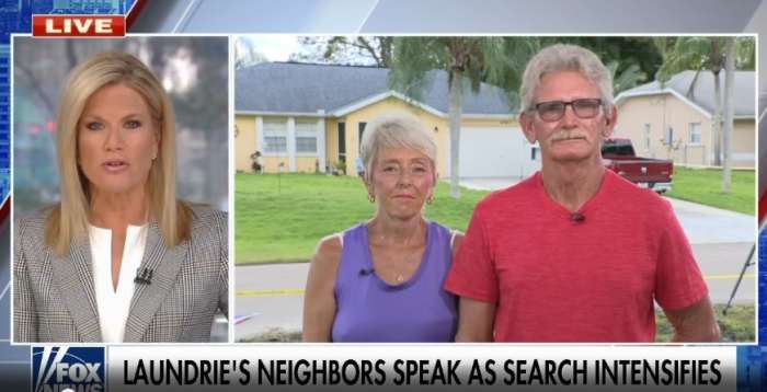 William and Charlene Guthrie on Fox recalling watching the Laundries leave for the weekend with their son Brian Laundrie. Photo courtesy Fox News.