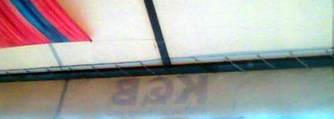 KGB sun blind, from behind. "KGB - still watching you". Black humour maybe, but you can be sure there's an element of truth in it.