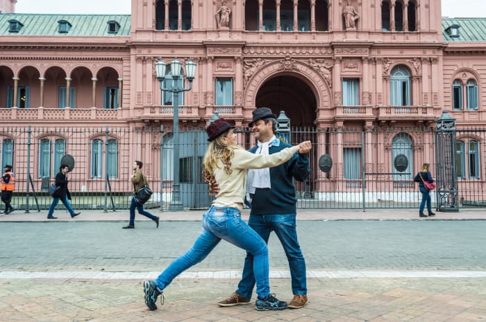 If you're new to Argentine tango, you can get started in street shoes, but you'll likely want to purchase a pair of tango-specific shoes as you advance.