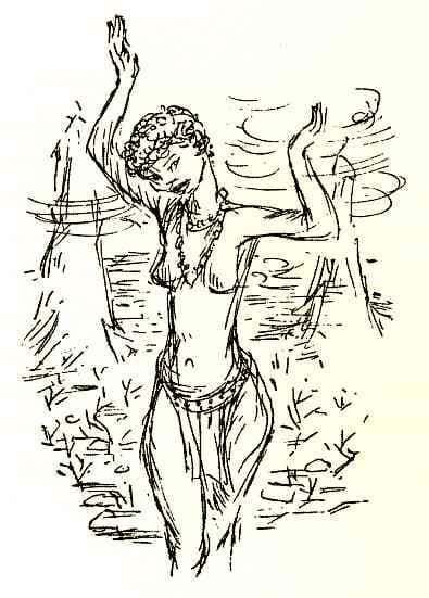 Little Reed-Alone-in-the-Whirlpool. An illustration to one of the wandering stories by Katrine Harries