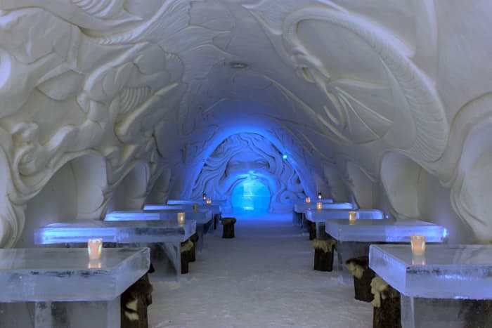 Snow Castle in Finland includes a number of different facilities along with the ice hotel.