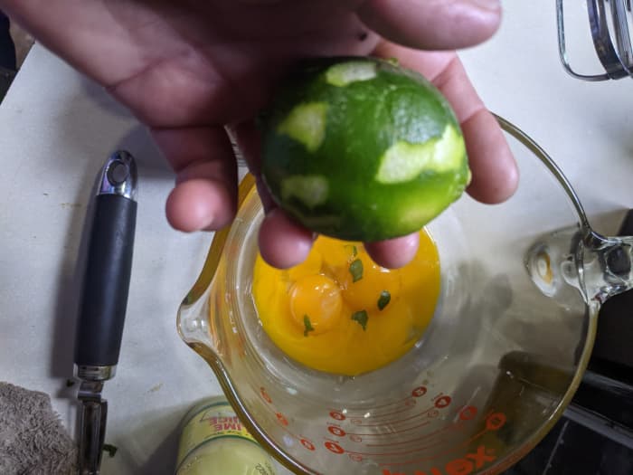 peel some peel off a lime. This is called zest. It has the flavor of the lime, but not the bitterness