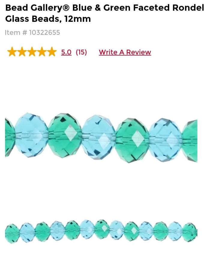 Bead Gallery Blue and Green Faceted Rondel Glass Beads 12mm