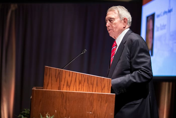 Dan Rather received the Robert C. Jeffrey College Benefactor Award in November 2019.