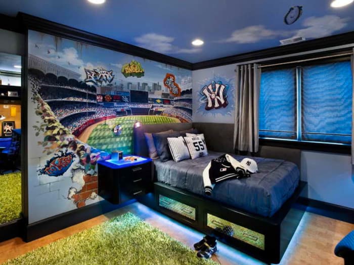 On the same token, this is a great example of a boy's bedroom, designed with good Feng Shui in mind, encouraging a great night's sleep for your prince which will aid in mind function and maintaining a good mood overall.