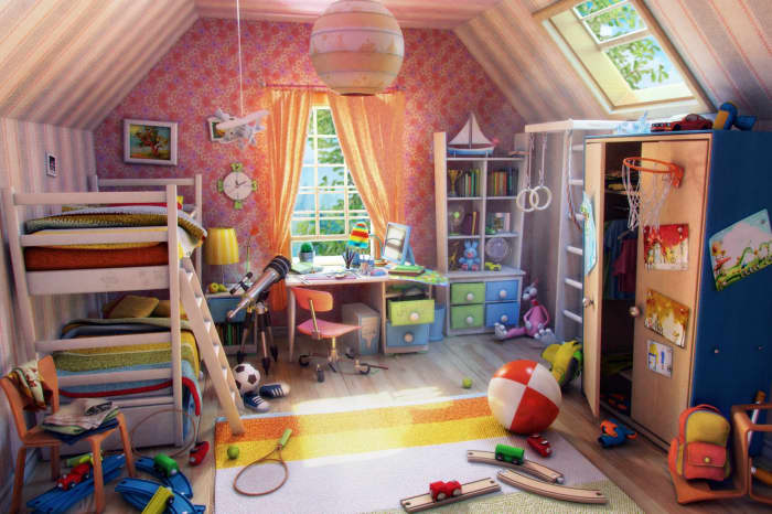 This child's bedroom is way too busy! Read the following article to learn how to make your child's bedroom more comfortable and relaxing using the ancient art of Feng Shui. A more simple, soothing environment will encourage a better night's sleep.