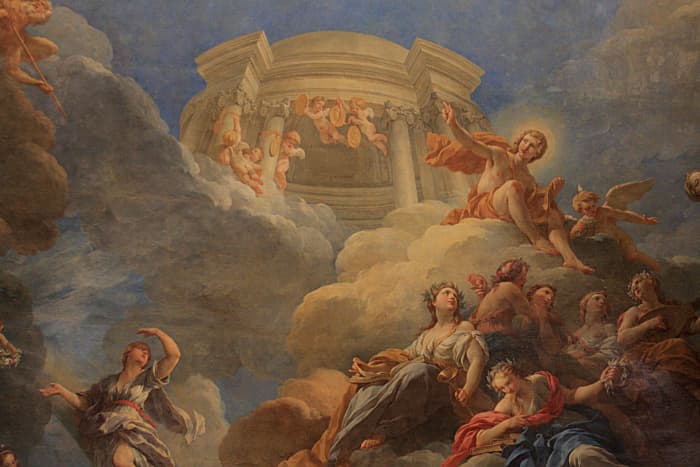 This is another detail from 'Apotheosis of Hercules' by Francois Lemoyne (see caption above). If photographing wall or ceiling art, don't necessarily shoot the whole thing; concentrate on the detail