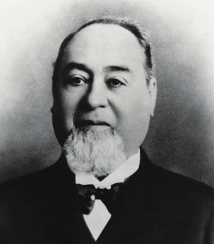 A portrait of Levi Strauss.