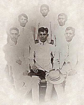 Sons of Santiago Limjoco, my great grandfather. In the photo are L to R Front: Galicano 1st cousin, son of Hilarion Limjoco; Cayo, and Gregorio; Rear: Leandro, Angel, and Bonifacio. Galicano was a 1st cousin, son of Hilarion and brother to Santiago.