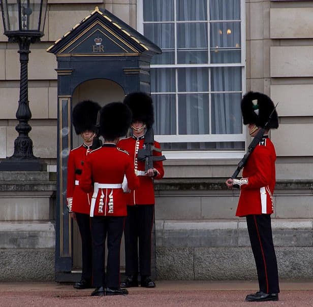 Buckingham Palace guards must stand for hours in hot woolen uniforms and bearskin hats. They're also expected to faint with dignity!
