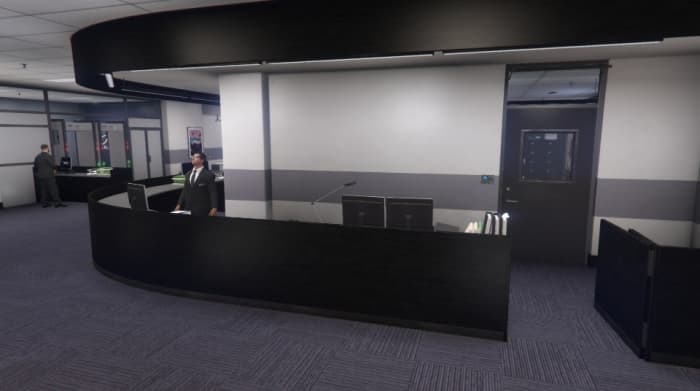 After exiting the elevator shaft this room will be to the left of your position (different angle for screenshot). Just stealth kill the guard behind the desk before heading to the door. (Note: Enemy positions change from heist to heist).