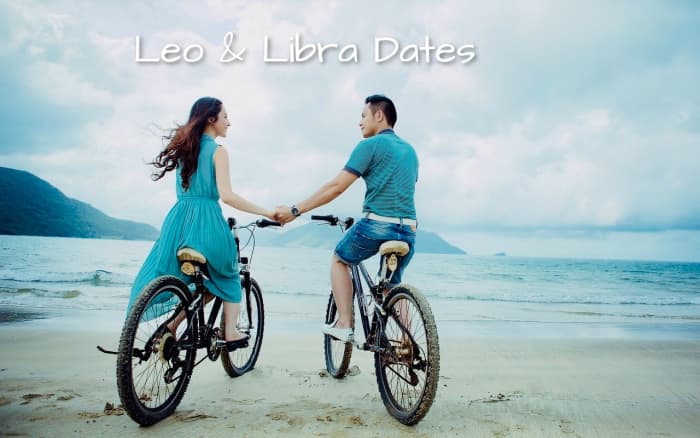 Perfect Leo & Libra dates: (1) bike rides outside in the sunshine followed by ice cream, (2) going out dancing and having a fun, spontaneous night, (3) heading into the rustic land for some stargazing, (4) a picnic, (5) trip to botanical gardens