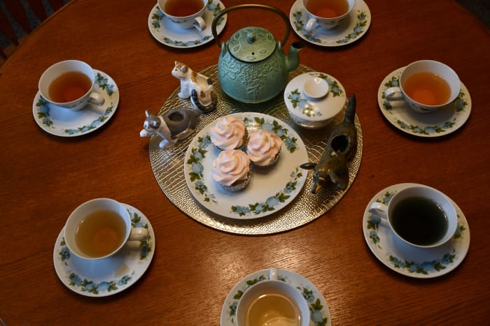 The teas featured in this article are Crater Lake Blue, Birch Chai, Black Magnolia American Grown, Rose Chai, Daydreamer's, Oregon Rain, and Blackberry Basil Green Tea.