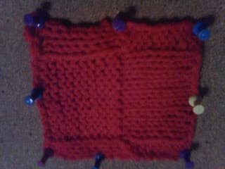 This is a picture of the Half and Half coaster being blocked. Once flattened, it looks really neat!