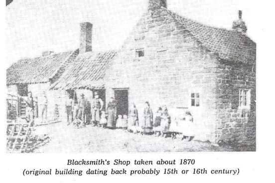 An even older view, taken a century or so earlier with family members ranged along the front of the building that dates back over three or four centuries