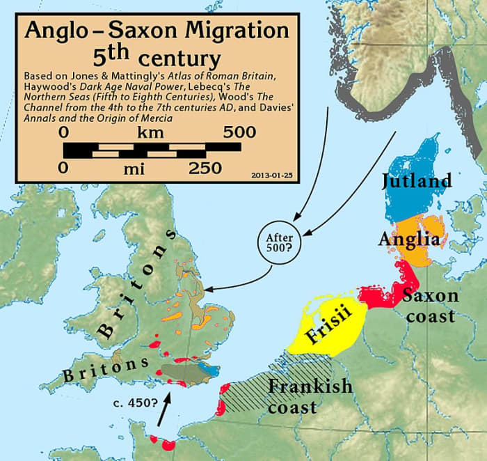 The Angles, Saxons and Jutes hailed from todays Northern Germany and Denmark.