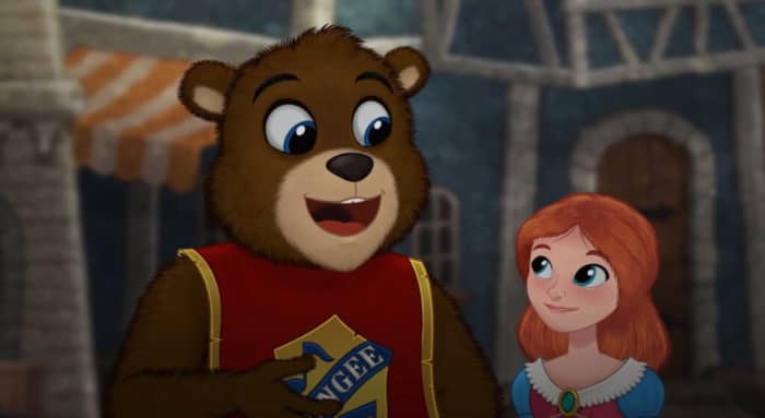 Bongee bear is her friend. You can see this because he's so friendly. Would you let Bongee be your friend?