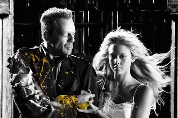 The film mirrors the monochromatic style of the graphic novels, save for the occasional splash of colour. It looks incredible, like the comic has come to life.