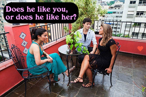 It can be hard to tell if a guy likes you or your friend. When the three of you hang out as much as you do, you might feel uncertain about where his interest lies.