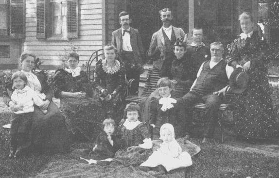 The Window-Phillips clan at a summer party in honor of visiting family from England. My grandmother is the little girl seated on the blanket, second from left.