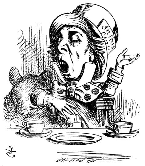 The Hatter loved his opportunity to belt out his favorite ditty. to Alice. "Twinkle, Twinkle, little Bat".
