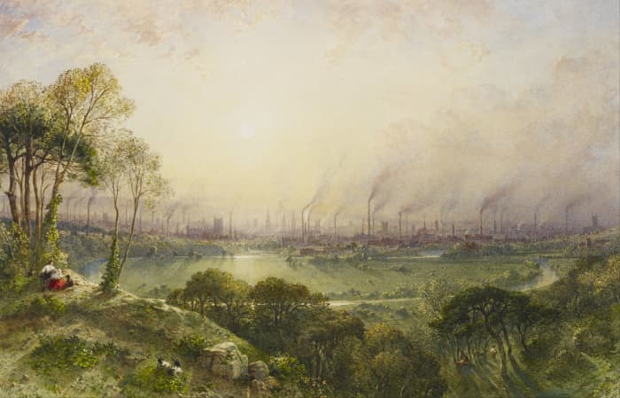 The smokestacks of Manchester: even if an individual smokestack became less polluting, with such a terrible orchestra...