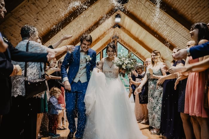 Bride and bridegroom at a wedding ceremony: The Christ comes as a bridegroom.