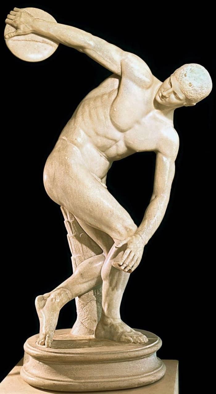 Statue of Myron's "Discus Thrower", actually a Roman copy of a lost Greek original, the essence of male athletic beauty