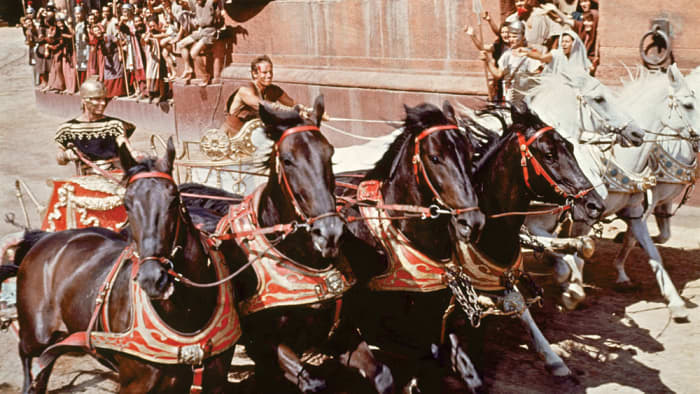 Scene from the film "Ben-Hur" with Charlton Heston in title role and Stephen Boyd as Messala