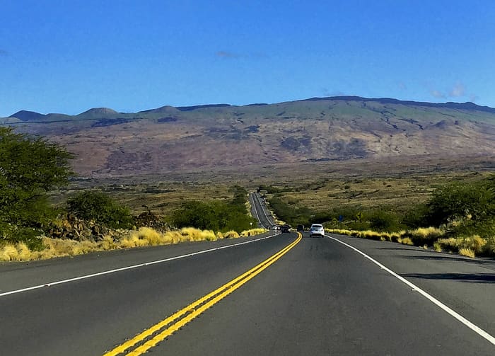 Breathtaking vista of the Kohala Mountains from driving north on Queen Ka'ahumanu Hwy (Hwy 19).