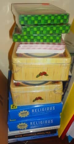 Over 200 Christmas cards, I purchased on sale. Problem is I don't send more than 20-30 a year. And I have more.