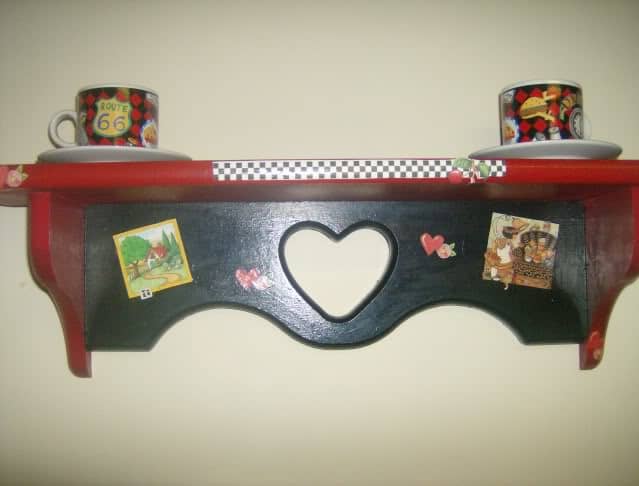 Another project from my black and red period. I think this is in the crawl space under the house. I took the 2 other shelves back to thrift shop and hung one in my daughter's room.
