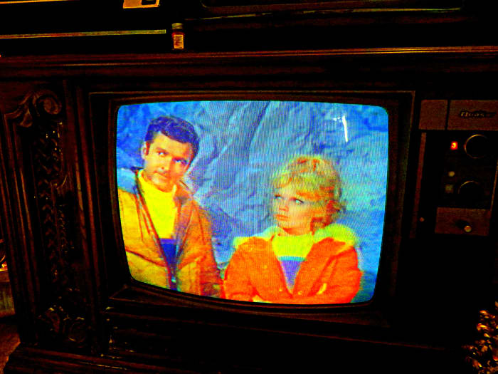 IN the photo above are Marta Kristen as Judy Robinson, and Mark Goddard as Major Don West. Staring in Lost in Space, Castles in Space, the episode first aired Dec 20, 1967.