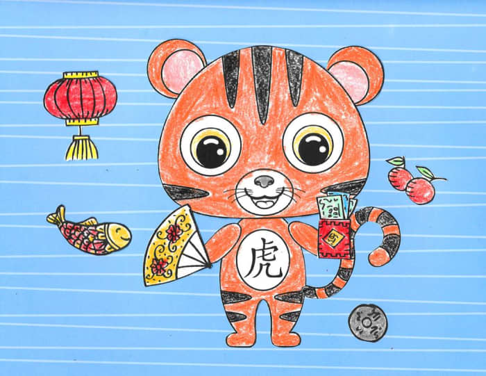 Here is an idea for finishing the Cut and Glue Tiger. The items were colored, cut out, and then glued onto a piece of patterned paper.