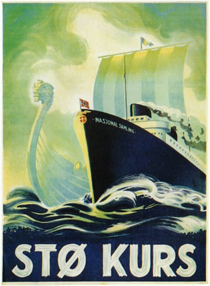 My favorite piece of propaganda from the book's extensive photo collection: comparing the Nasjonal Samling to Norway's Viking past.