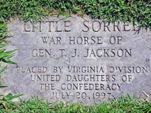Little Sorrel's skeletal remains were cremated and interred near a statue of General Stonewall Jackson.