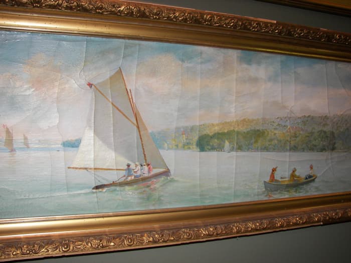 Geneva Lake Museum oil painting of North Shore of Geneva Lake Circa 1880's, by John Bullokc, artist photographer, Gift of Dr. and Mrs. Britton Kolar (photo courtesy of the GmaGoldie