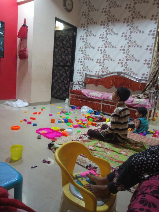 Who will clear this clutter? The sharp edges of these toys will badly prick someone's feet.