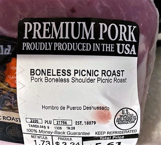 What's the difference between pork and ham? Pork is fresh meat, whereas ham is cured. This dish is made with fresh pork, not ham.