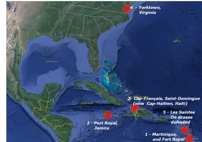 Important Sites in the Sea War between Britain and De Grasse's French Fleet with Jeremiah Montgillion