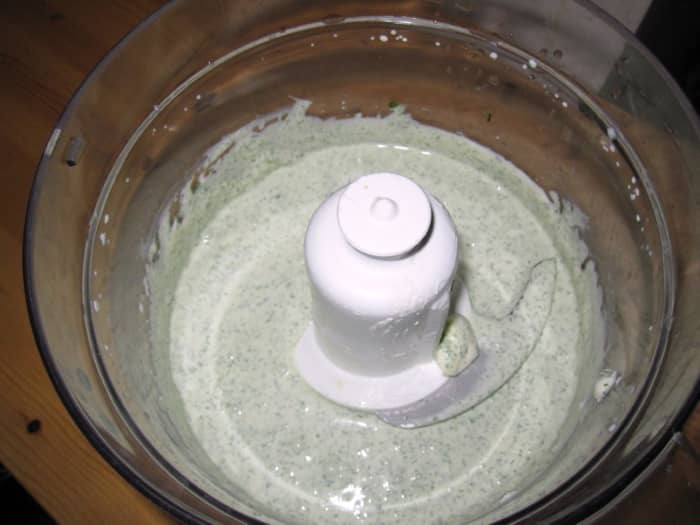 Blend together until smooth. Speckles of watercress remain to give an interesting pattern.
