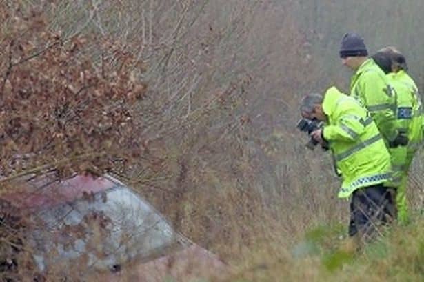 The remains of a Vauxhall Astra, discovered after reposts of a ghostly car crash.