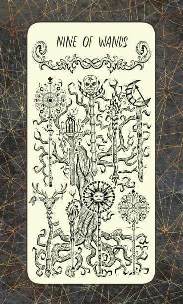 The Nine of Wands is busy. There is a significant amount of action taking place around you. You will have to rely on your instincts and intelligence to make a path for yourself. Fight for clarity.