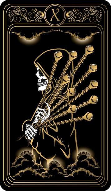 The Ten of Wands indicates you are trying to take on too much. You're having trouble delegating responsibilities. You are a needless martyr.