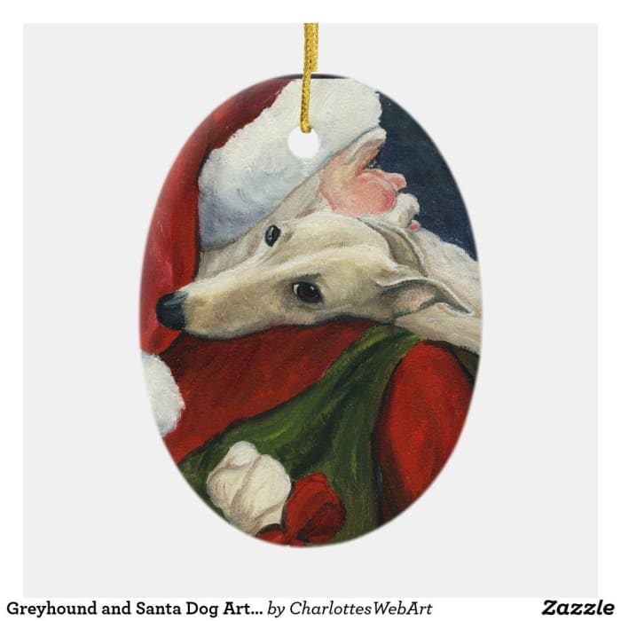 The Greyhound breed is long and lean and muscular. This is a beautiful Christmas ornament for a Greyhound owner.