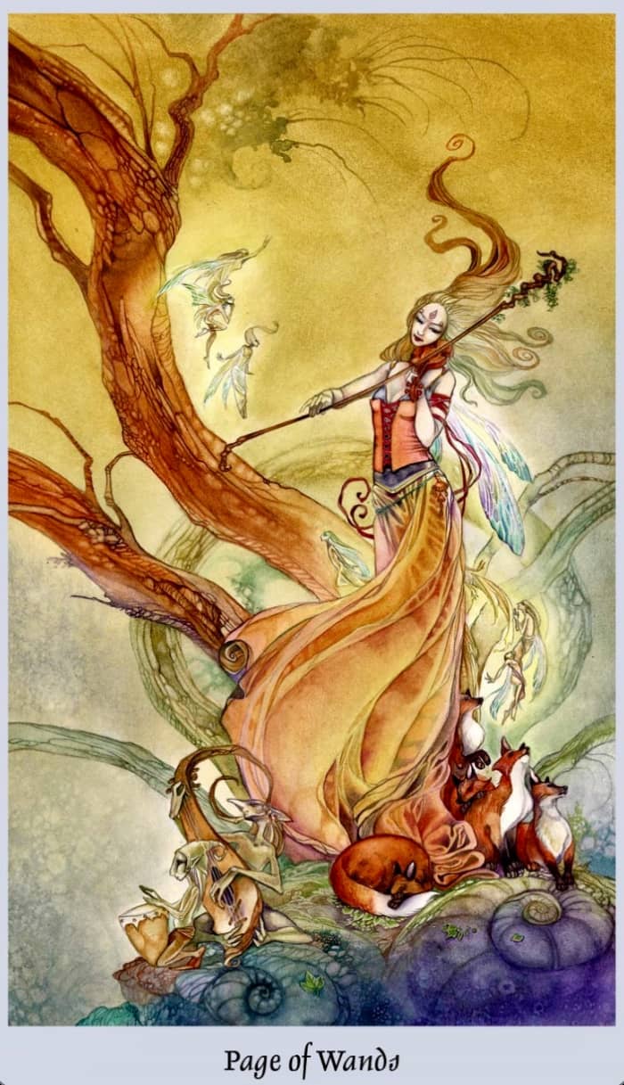 The Page of Wands masters a balance between fire and earth. Consider this person an Aries-Taurus cusp.